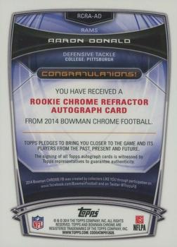 2014 Bowman Chrome - Rookie Autographs Superfractors #RCRA-AD Aaron Donald Back
