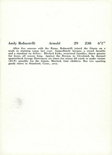 1957 Jay Publishing New York Giants #NNO Andy Robustelli Back