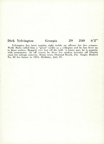 1957 Jay Publishing New York Giants #NNO Dick Yelvington Back