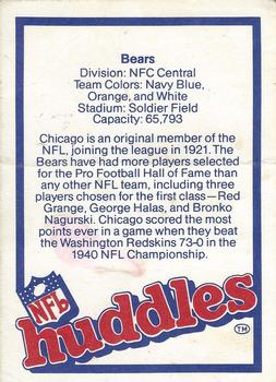1983 NFL Properties Huddles #NNO Chicago Bears Back