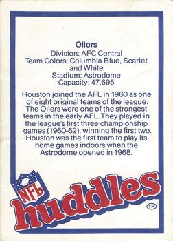 1983 NFL Properties Huddles #NNO Houston Oilers Back