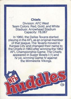 1983 NFL Properties Huddles #NNO Kansas City Chiefs Back