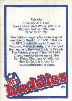 1983 NFL Properties Huddles #NNO New England Patriots Back