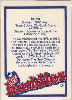 1983 NFL Properties Huddles #NNO New Orleans Saints Back