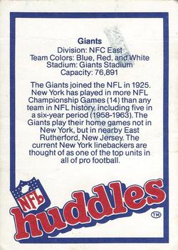 1983 NFL Properties Huddles #NNO New York Giants Back