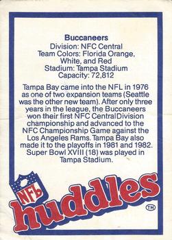 1983 NFL Properties Huddles #NNO Tampa Bay Buccaneers Back
