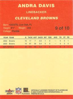 2004 Fleer Tradition National Cleveland Browns #9 Andra Davis Back