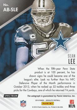 2014 Panini Absolute - Absolute Ink Spectrum Gold #AB-SLE Sean Lee Back