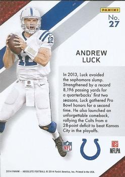 2014 Panini Absolute - Hogg Heaven #27 Andrew Luck Back