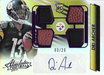 2014 Panini Absolute - Rookie Premiere Materials Autographs Jersey Ball #217 Dri Archer Front
