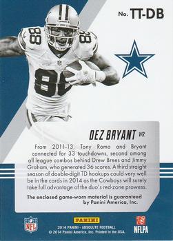 2014 Panini Absolute - Tools of the Trade Quad Jersey #TT-DB Dez Bryant Back