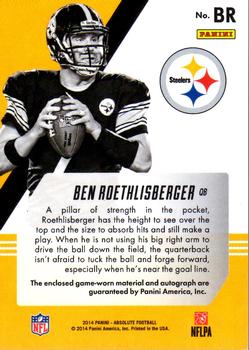 2014 Panini Absolute - Tools of the Trade Signatures Anniversary #BR Ben Roethlisberger Back