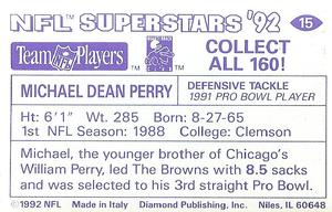 1992 Diamond NFL Superstars Stickers #15 Michael Dean Perry Back