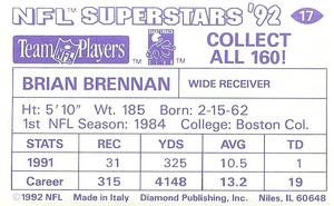 1992 Diamond NFL Superstars Stickers #17 Brian Brennan Back