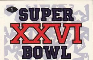 1992 Diamond NFL Superstars Stickers #1 Super Bowl XXVI Logo  Front