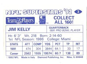1992 Diamond NFL Superstars Stickers #3 Jim Kelly Back