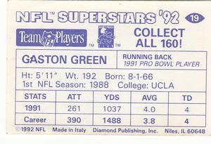 1992 Diamond NFL Superstars Stickers #19 Gaston Green Back
