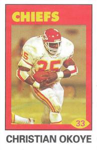 1992 Diamond NFL Superstars Stickers #33 Christian Okoye Front