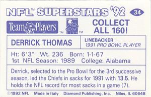 1992 Diamond NFL Superstars Stickers #34 Derrick Thomas Back