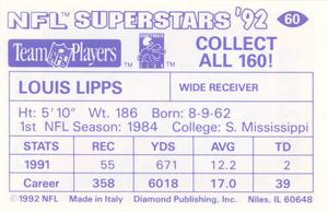 1992 Diamond NFL Superstars Stickers #60 Louis Lipps Back