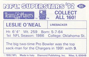 1992 Diamond NFL Superstars Stickers #65 Leslie O'Neal Back