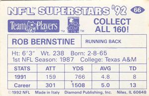 1992 Diamond NFL Superstars Stickers #66 Rod Bernstine Back