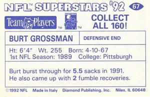 1992 Diamond NFL Superstars Stickers #67 Burt Grossman Back