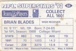 1992 Diamond NFL Superstars Stickers #68 Brian Blades Back