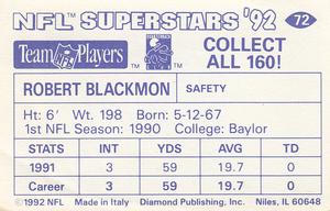 1992 Diamond NFL Superstars Stickers #72 Robert Blackmon Back