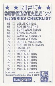 1992 Diamond NFL Superstars Stickers #85 Steve Young Back