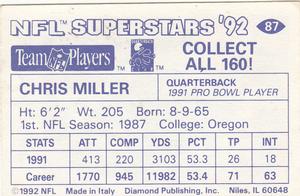 1992 Diamond NFL Superstars Stickers #87 Chris Miller Back