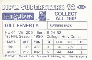 1992 Diamond NFL Superstars Stickers #124 Gill Fenerty Back