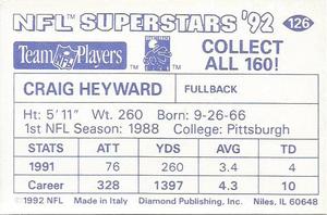 1992 Diamond NFL Superstars Stickers #126 Craig Heyward Back