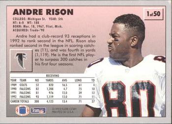 1993 Fleer Fruit of the Loom #1 Andre Rison Back