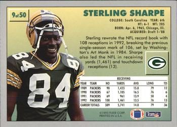 1993 Fleer Fruit of the Loom #9 Sterling Sharpe Back