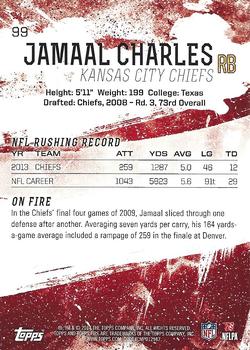 2014 Topps Fire - Flame Foil #99 Jamaal Charles Back