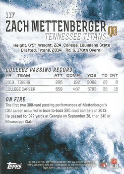 2014 Topps Fire - Purple #117 Zach Mettenberger Back