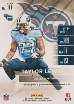 2014 Panini Contenders - Cracked Ice Ticket #177 Taylor Lewan Back