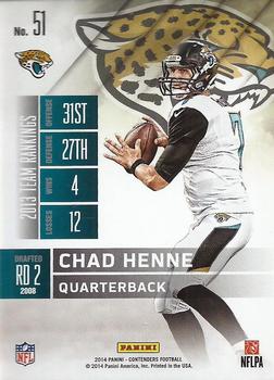 2014 Panini Contenders - Championship Ticket #51 Chad Henne Back