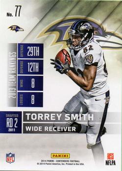 2014 Panini Contenders - Playoff Ticket #77 Torrey Smith Back