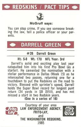 1985 Washington Redskins Police #1 Darrell Green Back