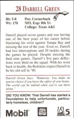 1990 Washington Redskins Police #NNO Darrell Green Back
