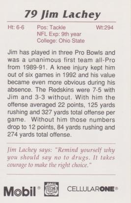 1993 Washington Redskins Police #10 Jim Lachey Back