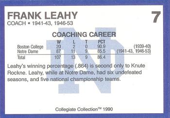 1990 Collegiate Collection Notre Dame - Promos #7 Frank Leahy Back