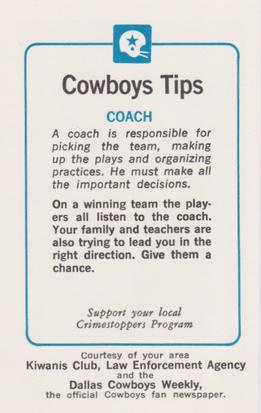 1983 Dallas Cowboys Police #NNO Tom Landry Back