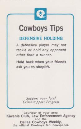1983 Dallas Cowboys Police #NNO Toni Washington Back