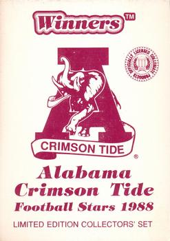 1988 Winners Alabama Crimson Tide #NNO Title Card Front