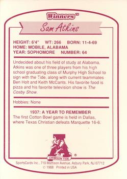 1988 Winners Alabama Crimson Tide #NNO Sam Atkins Back