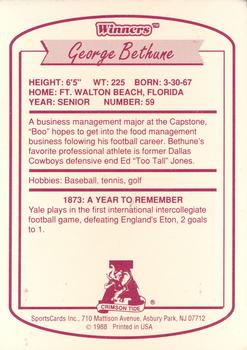 1988 Winners Alabama Crimson Tide #NNO George Bethune Back