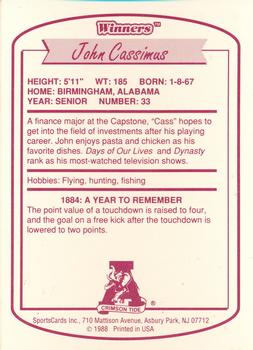1988 Winners Alabama Crimson Tide #NNO John Cassimus Back